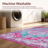 Ultra Soft Area Rug, Non Slip, Stain Resistant, Washable Area Rugs for Living Room, Bedroom, Luxurious Vintage Textured Elements(Pink)
