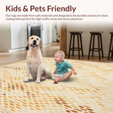 Ultra Soft Area Rug, Non Slip, Stain Resistant, Washable Area Rugs for Living Room, Bedroom, Plush Beige Honeycomb Area Rug with Diamond Lattice Contemporary Design(Beige)
