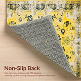 Ultra Soft Area Rug, Non Slip, Stain Resistant, Washable Area Rugs for Living Room, Bedroom, Unique Minimalist Ogee Print(Yellow)