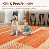Ultra Soft Area Rug, Non Slip, Stain Resistant, Washable Area Rugs for Living Room, Bedroom, Sophisticated Simple Color Statement(Orange)