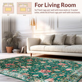 Deep Emerald Distressed Floral Motif(Green)