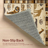 Ultra Soft Area Rug, Non Slip, Stain Resistant, Washable Area Rugs for Living Room, Bedroom, Foldable Adventurous Animal Kingdom Mat(Beige)