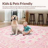 Ultra Soft Area Rug, Non Slip, Stain Resistant, Washable Area Rugs for Living Room, Bedroom, Charming Pastel Bow Aesthetic(Pink)