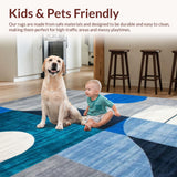 Ultra Soft Area Rug, Non Slip, Stain Resistant, Washable Area Rugs for Living Room, Bedroom, Contemporary Soft Abstract Swirls(Blue)