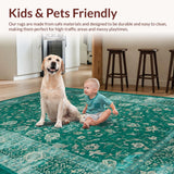 Ultra Soft Area Rug, Non Slip, Stain Resistant, Washable Area Rugs for Living Room, Bedroom, Forest Palette Timeless Design(Green)