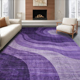 Ultra Soft Area Rug, Non Slip, Stain Resistant, Washable Area Rugs for Living Room, Bedroom, Eclectic Soft Textured Waves(Purple)