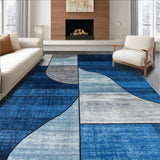 Ultra Soft Area Rug, Non Slip, Stain Resistant, Washable Area Rugs for Living Room, Bedroom, Contemporary Marble Texture Expression(Blue)