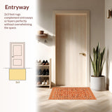 Ultra Soft Area Rug, Non Slip, Stain Resistant, Washable Area Rugs for Living Room, Bedroom, Vibrant Geometric Orange Elegance(Orange)