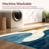 Ultra Soft Area Rug, Non Slip, Stain Resistant, Washable Area Rugs for Living Room, Bedroom, Chromatic Collection Area Ocean Current Abstract Swirls Design(Blue)