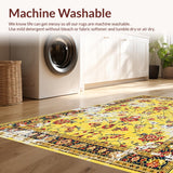Ultra Soft Area Rug, Non Slip, Stain Resistant, Washable Area Rugs for Living Room, Bedroom, Chic Retro Floral Fusion(Yellow)