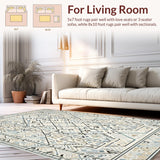 Ultra Soft Area Rug, Non Slip, Stain Resistant, Washable Area Rugs for Living Room, Bedroom, 3D Geometric Layered Texture(Beige)
