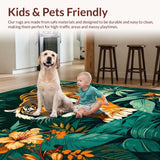 Ultra Soft Area Rug, Non Slip, Stain Resistant, Washable Area Rugs for Living Room, Bedroom, Earthy Jungle Inspired Decor Piece(Orange)