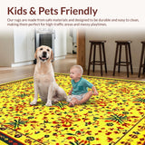 Ultra Soft Area Rug, Non Slip, Stain Resistant, Washable Area Rugs for Living Room, Bedroom, Colorful Spiraled Dreamlike Aesthetic(Yellow)