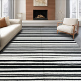 Ultra Soft Area Rug, Non Slip, Stain Resistant, Washable Area Rugs for Living Room, Bedroom, Black and White Striped Rug(Black)