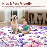Ultra Soft Area Rug, Non Slip, Stain Resistant, Washable Area Rugs for Living Room, Bedroom, Playful Pastel Garden Scene(Purple)
