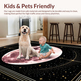 Ultra Soft Area Rug, Non Slip, Stain Resistant, Washable Area Rugs for Living Room, Bedroom, Artistic Lunar Floral Arrangement(Pink)