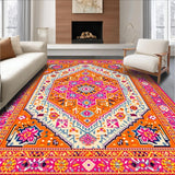 Ultra Soft Area Rug, Non Slip, Stain Resistant, Washable Area Rugs for Living Room, Bedroom, Transitional Bright Color Fusion(Orange)