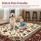 Ultra Soft Area Rug, Non Slip, Stain Resistant, Washable Area Rugs for Living Room, Bedroom, Vintage Inspired Area(White)