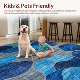 Ultra Soft Area Rug, Non Slip, Stain Resistant, Washable Area Rugs for Living Room, Bedroom, Elegant Blue Toned Transitional Design(Blue)