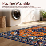 Ultra Soft Area Rug, Non Slip, Stain Resistant, Washable Area Rugs for Living Room, Bedroom, Chic Abstract Patterned Elegance(Orange)