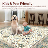 Beige Medallion Area Circular Ivory Patterned(Beige)