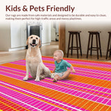 Ultra Soft Area Rug, Non Slip, Stain Resistant, Washable Area Rugs for Living Room, Bedroom, Whimsical Vintage Circular Patterns(Orange)