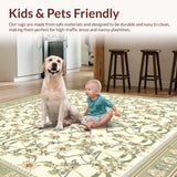 Ultra Soft Area Rug, Non Slip, Stain Resistant, Washable Area Rugs for Living Room, Bedroom, Sage Trellis Kitchen Beige Farmhouse Area(Ivory)