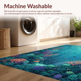 Ultra Soft Area Rug, Non Slip, Stain Resistant, Washable Area Rugs for Living Room, Bedroom, Aquatic Wonderland Rug With Coral Garden Turtle Sanctuary Pattern(Blue)