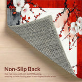 Ultra Soft Area Rug, Non Slip, Stain Resistant, Washable Area Rugs for Living Room, Bedroom, Contemporary Plum Blossom Design(Red)