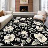 Ultra Soft Area Rug, Non Slip, Stain Resistant, Washable Area Rugs for Living Room, Bedroom, Elegant Earth Tone Aesthetic(Black)