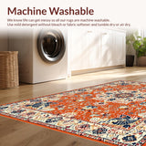 Ultra Soft Area Rug, Non Slip, Stain Resistant, Washable Area Rugs for Living Room, Bedroom, Rustic Orange Patterned Delight(Orange)