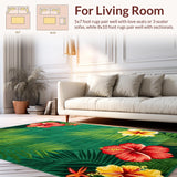 Ultra Soft Area Rug, Non Slip, Stain Resistant, Washable Area Rugs for Living Room, Bedroom, Abstract Rustic Botanical Illustration(Green)