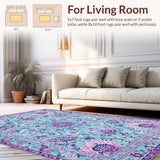 Ultra Soft Area Rug, Non Slip, Stain Resistant, Washable Area Rugs for Living Room, Bedroom, Chic Retro Honeycomb Aesthetic(Blue)