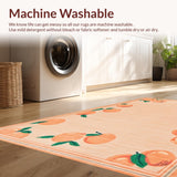 Ultra Soft Area Rug, Non Slip, Stain Resistant, Washable Area Rugs for Living Room, Bedroom, Joyful Summery Floral Arrangement(Orange)