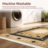 Ultra Soft Area Rug, Non Slip, Stain Resistant, Washable Area Rugs for Living Room, Bedroom, Rustic Starlit Half Circle Motif(Beige)