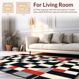 Ultra Soft Area Rug, Non Slip, Stain Resistant, Washable Area Rugs for Living Room, Bedroom, Artistic Fluffy Shagged Diamond Arrangement(Black)