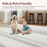 Ultra Soft Area Rug, Non Slip, Stain Resistant, Washable Area Rugs for Living Room, Bedroom, Minimalist Bath Area Greige Stripe Design(Gray)