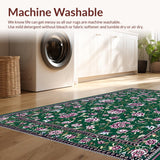 Ultra Soft Area Rug, Non Slip, Stain Resistant, Washable Area Rugs for Living Room, Bedroom, Classic Floral Ogee Print(Green)