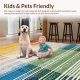 Ultra Soft Area Rug, Non Slip, Stain Resistant, Washable Area Rugs for Living Room, Bedroom, Cozy Multicolor Geometric Flow(Yellow)