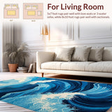 Stylish Coastal Wave Motif(Blue)