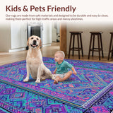 Ultra Soft Area Rug, Non Slip, Stain Resistant, Washable Area Rugs for Living Room, Bedroom, Radiant Colorful Artisan Design(Purple)