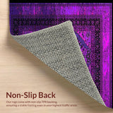 Ultra Soft Area Rug, Non Slip, Stain Resistant, Washable Area Rugs for Living Room, Bedroom, Energetic Pink and Black Theme(Purple)
