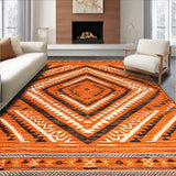 Ultra Soft Area Rug, Non Slip, Stain Resistant, Washable Area Rugs for Living Room, Bedroom, Contemporary Warm Geometric Fusion(Orange)
