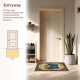 Ultra Soft Area Rug, Non Slip, Stain Resistant, Washable Area Rugs for Living Room, Bedroom, Artful Symmetrical Trellis Layout(Gold)