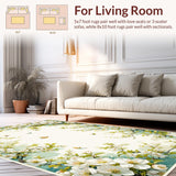 Ultra Soft Area Rug, Non Slip, Stain Resistant, Washable Area Rugs for Living Room, Bedroom, Vivid Floral Islamic Prayer Mat for Ramadan Travel(White)