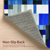 Ultra Soft Area Rug, Non Slip, Stain Resistant, Washable Area Rugs for Living Room, Bedroom, Contemporary Geometric Area with Elegant Blue and Silver Accents(Blue)