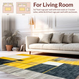 Ultra Soft Area Rug, Non Slip, Stain Resistant, Washable Area Rugs for Living Room, Bedroom, Bold Geometric Yellow Harmony(Yellow)