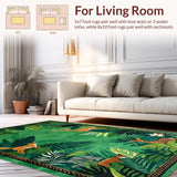 Ultra Soft Area Rug, Non Slip, Stain Resistant, Washable Area Rugs for Living Room, Bedroom, Vibrant Eco-Friendly Creature Motif(Green)