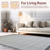 Ultra Soft Area Rug, Non Slip, Stain Resistant, Washable Area Rugs for Living Room, Bedroom, Elegant Striped Coastal Aesthetic(Gray)