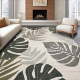 Ultra Soft Area Rug, Non Slip, Stain Resistant, Washable Area Rugs for Living Room, Bedroom, Tropical Inspired Leaf Aesthetic(Beige)